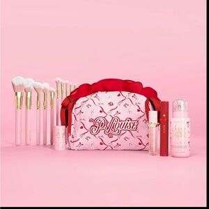 P. Louise Makeup Bow Bag Set. Pink & Red Makeup Bag with makeup. LIMITED EDIT